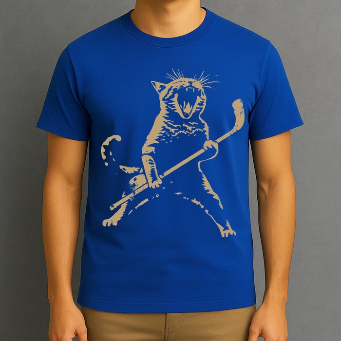 Cat Playing Ice Hockey T-Shirt