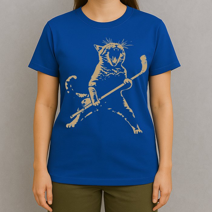 Cat Playing Ice Hockey T-Shirt