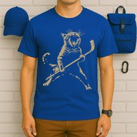 Cat Playing Ice Hockey T-Shirt