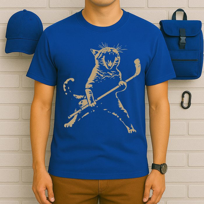 Cat Playing Ice Hockey T-Shirt