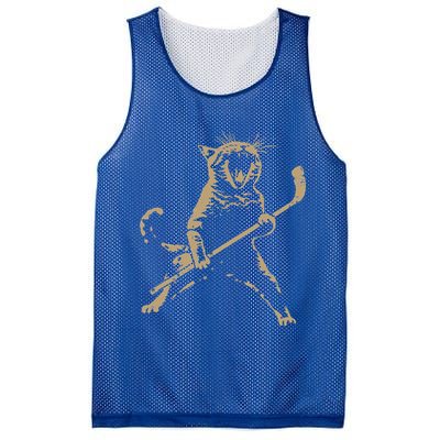 Cat Playing Ice Hockey Mesh Reversible Basketball Jersey Tank