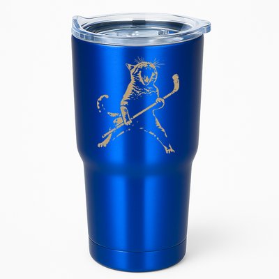 Cat Playing Ice Hockey Tumbler