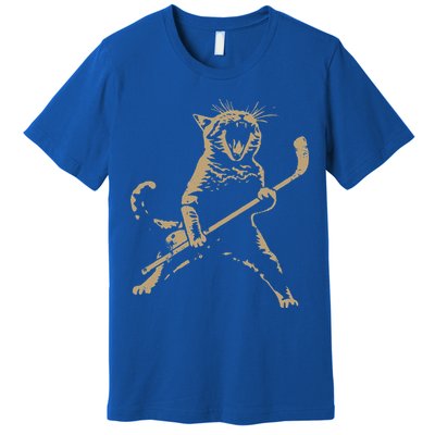 Cat Playing Ice Hockey Premium T-Shirt