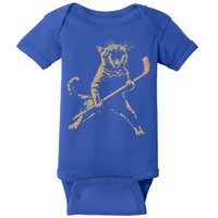 Cat Playing Ice Hockey Baby Bodysuit