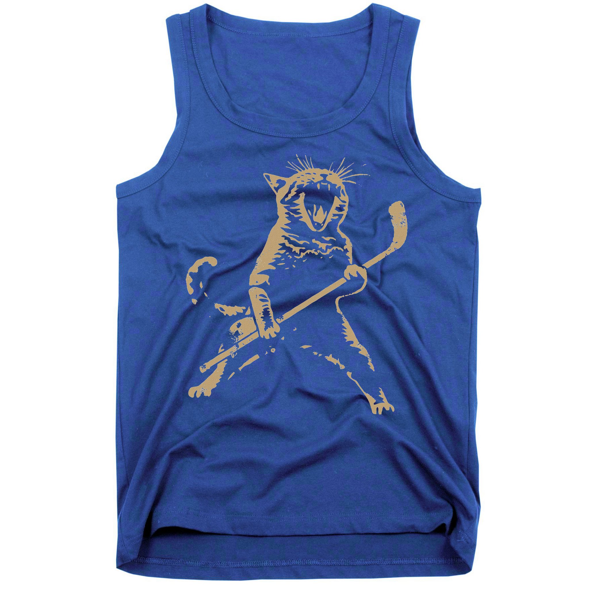 Cat Playing Ice Hockey Tank Top