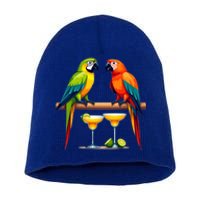 Cute Parrots Ing Margarita On Summer Vintage Group Bird Funny Gift Short Acrylic Beanie