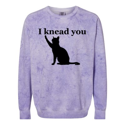 Cat Pun. I Knead You Kneading Cat. Kitty Biscuits Animal Pun Colorblast Crewneck Sweatshirt