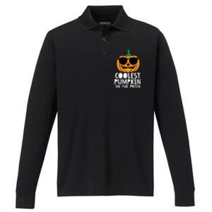 Coolest Pumpkin In The Patch Halloween Gift Performance Long Sleeve Polo