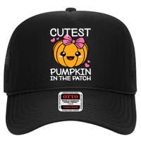 Cutest Pumpkin In The Patch Funny Halloween Thanksgiving High Crown Mesh Back Trucker Hat