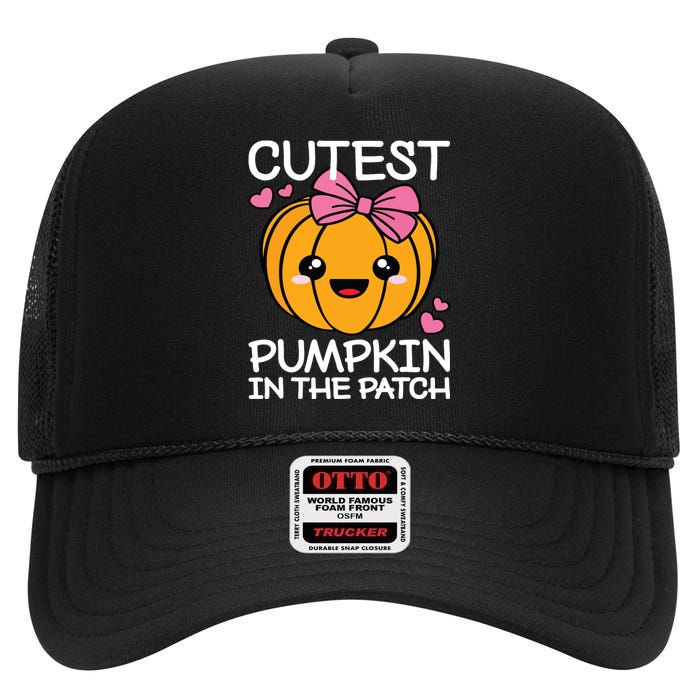 Cutest Pumpkin In The Patch Funny Halloween Thanksgiving High Crown Mesh Back Trucker Hat