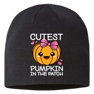 Cutest Pumpkin In The Patch Funny Halloween Thanksgiving Sustainable Beanie