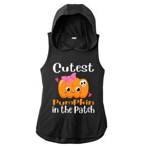 Cutest Pumpkin In The Patch Funny Halloween Ladies PosiCharge Tri-Blend Wicking Draft Hoodie Tank