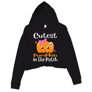 Cutest Pumpkin In The Patch Funny Halloween Crop Fleece Hoodie