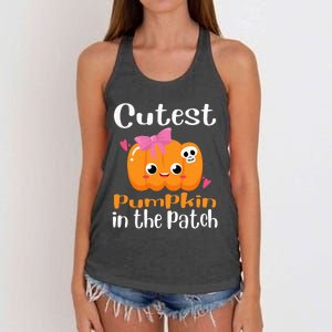 Cutest Pumpkin In The Patch Funny Halloween Women's Knotted Racerback Tank