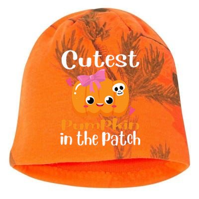 Cutest Pumpkin In The Patch Funny Halloween Kati - Camo Knit Beanie