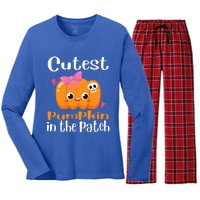 Cutest Pumpkin In The Patch Funny Halloween Women's Long Sleeve Flannel Pajama Set 