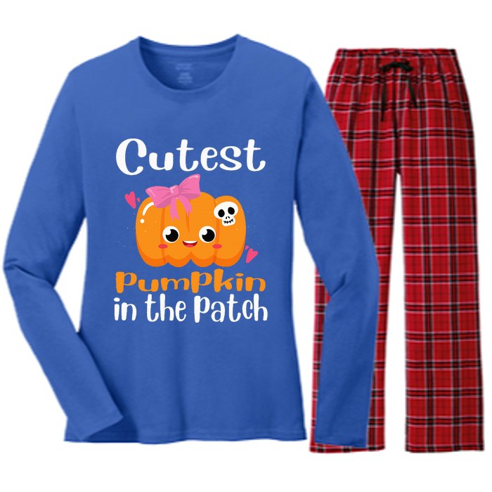 Cutest Pumpkin In The Patch Funny Halloween Women's Long Sleeve Flannel Pajama Set 