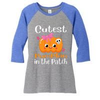 Cutest Pumpkin In The Patch Funny Halloween Women's Tri-Blend 3/4-Sleeve Raglan Shirt