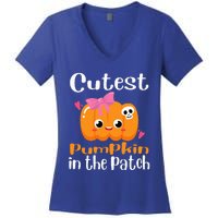 Cutest Pumpkin In The Patch Funny Halloween Women's V-Neck T-Shirt