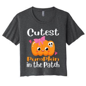 Cutest Pumpkin In The Patch Funny Halloween Women's Crop Top Tee