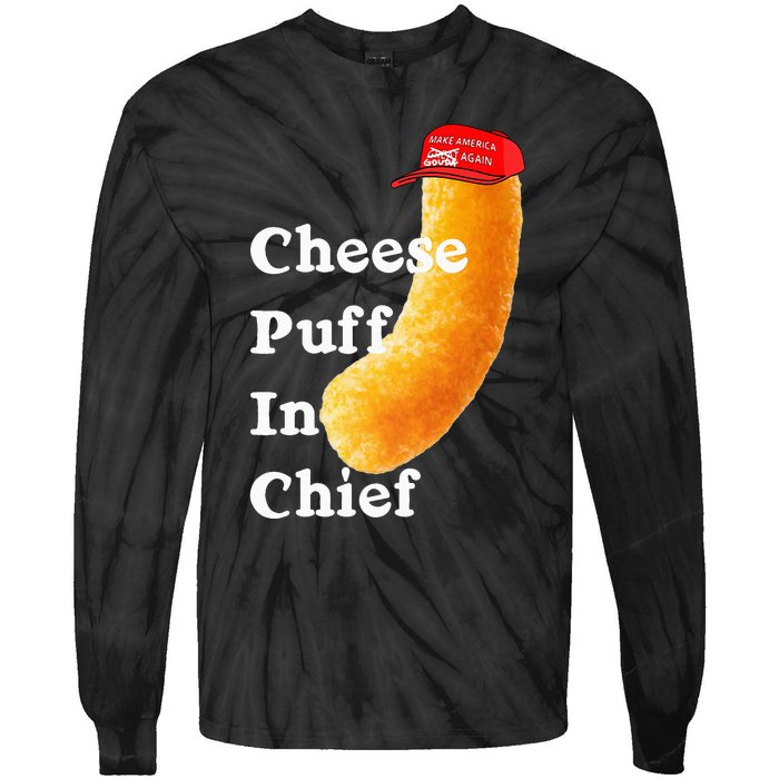 Cheese Puff In Chief Orange Trump Tie-Dye Long Sleeve Shirt