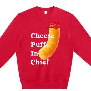 Cheese Puff In Chief Orange Trump Premium Crewneck Sweatshirt