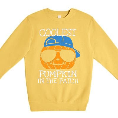 Coolest Pumpkin In The Patch Halloween Boy Girl Teens Premium Crewneck Sweatshirt