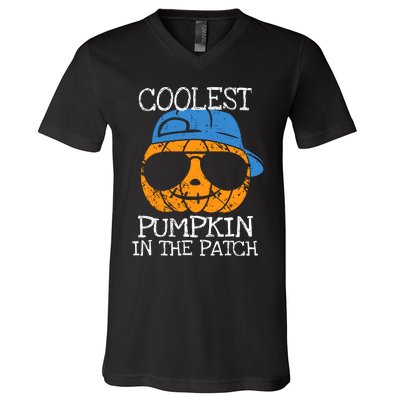 Coolest Pumpkin In The Patch Halloween Boy Girl Teens V-Neck T-Shirt