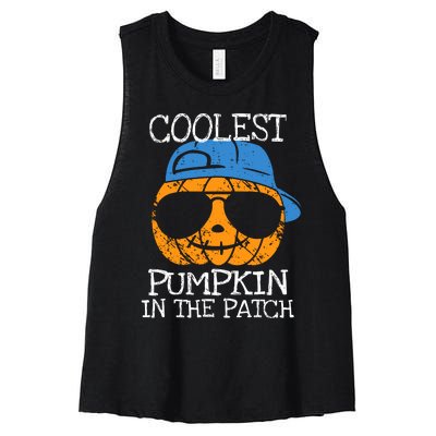 Coolest Pumpkin In The Patch Halloween Boy Girl Teens Women's Racerback Cropped Tank