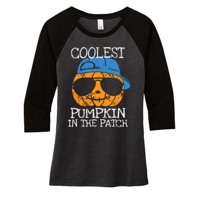 Coolest Pumpkin In The Patch Halloween Boy Girl Teens Women's Tri-Blend 3/4-Sleeve Raglan Shirt