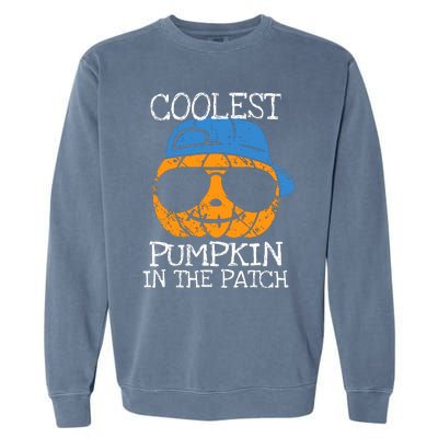 Coolest Pumpkin In The Patch Halloween Boy Girl Teens Garment-Dyed Sweatshirt