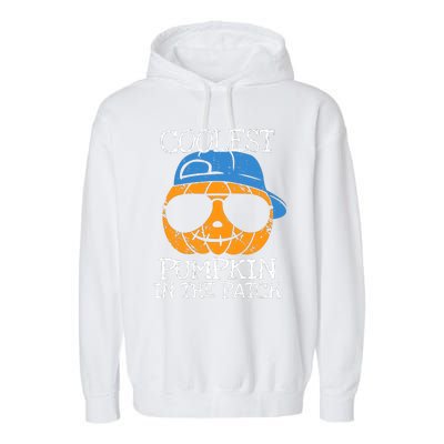 Coolest Pumpkin In The Patch Halloween Boy Girl Teens Garment-Dyed Fleece Hoodie