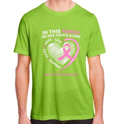 Cute Pink In This Family No One Fights Alone Breast Cancer Awareness For Women Adult ChromaSoft Performance T-Shirt