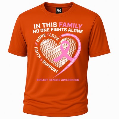 Cute Pink In This Family No One Fights Alone Breast Cancer Awareness For Women Cooling Performance Crew T-Shirt