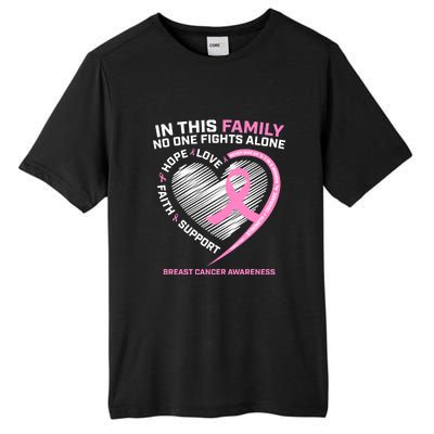 Cute Pink In This Family No One Fights Alone Breast Cancer Awareness For Women Tall Fusion ChromaSoft Performance T-Shirt