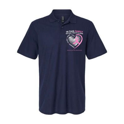 Cute Pink In This Family No One Fights Alone Breast Cancer Awareness For Women Softstyle Adult Sport Polo