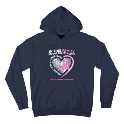 Cute Pink In This Family No One Fights Alone Breast Cancer Awareness For Women Tall Hoodie