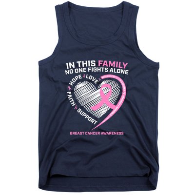 Cute Pink In This Family No One Fights Alone Breast Cancer Awareness For Women Tank Top