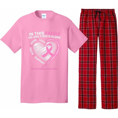 Cute Pink In This Family No One Fights Alone Breast Cancer Awareness For Women Pajama Set