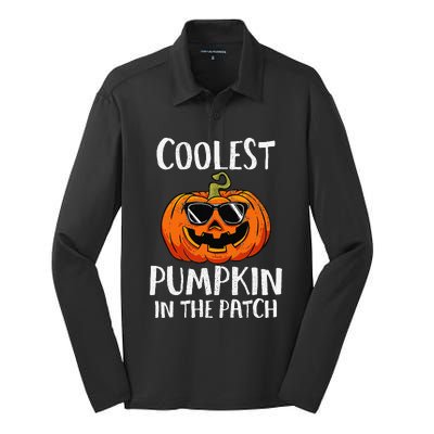 Coolest Pumpkin In The Patch Funny Halloween Gift Silk Touch Performance Long Sleeve Polo