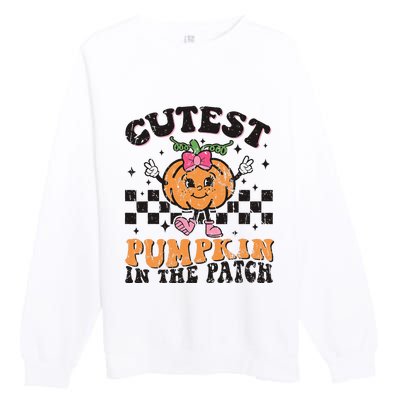 Cutest Pumpkin In The Patch Funny Halloween Thanksgiving Premium Crewneck Sweatshirt