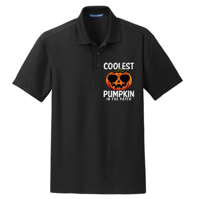 Coolest Pumpkin In The Patch Halloween Kids Dry Zone Grid Polo