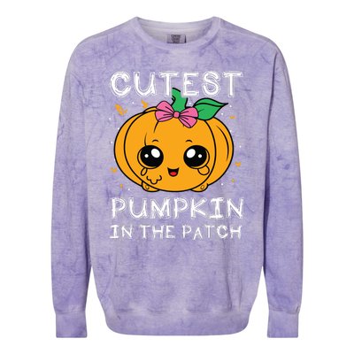 Cutest Pumpkin In The Patch Halloween Costume Girls Colorblast Crewneck Sweatshirt