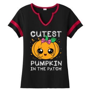 Cutest Pumpkin In The Patch Halloween Costume Girls Ladies Halftime Notch Neck Tee