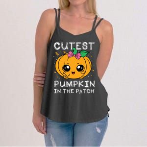 Cutest Pumpkin In The Patch Halloween Costume Girls Women's Strappy Tank