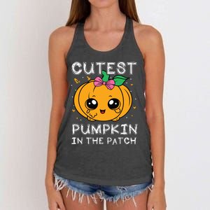 Cutest Pumpkin In The Patch Halloween Costume Girls Women's Knotted Racerback Tank