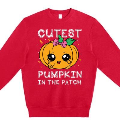 Cutest Pumpkin In The Patch Halloween Costume Girls Premium Crewneck Sweatshirt