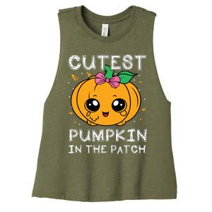 Cutest Pumpkin In The Patch Halloween Costume Girls Women's Racerback Cropped Tank