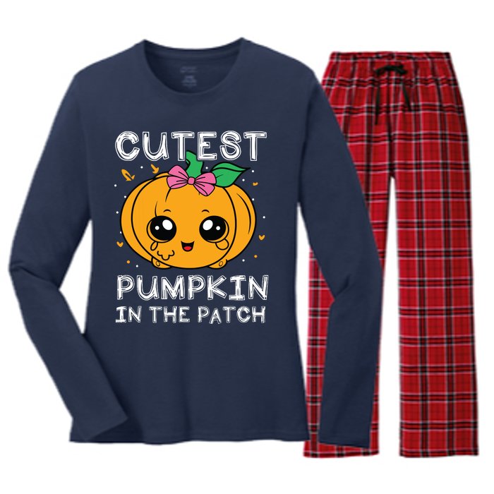 Cutest Pumpkin In The Patch Halloween Costume Girls Women's Long Sleeve Flannel Pajama Set 