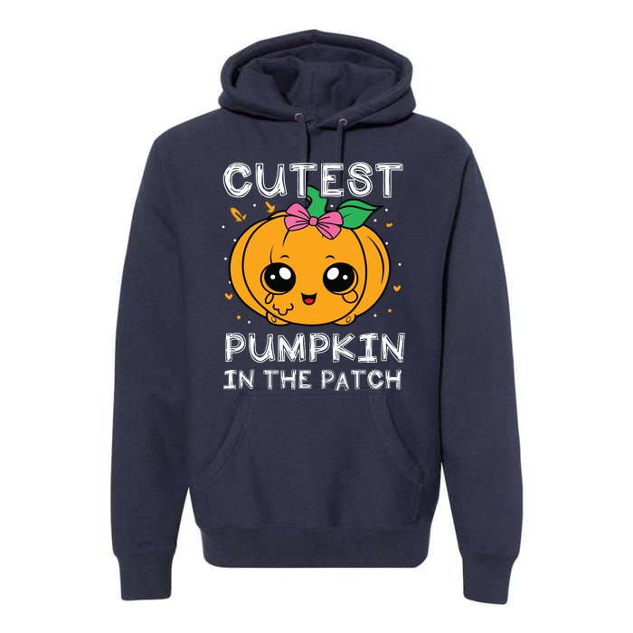 Cutest Pumpkin In The Patch Halloween Costume Girls Premium Hoodie